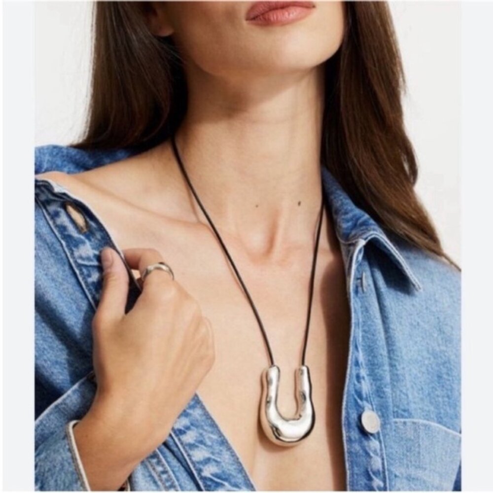 New! Anthropologie 8 Other Reasons Molten Silver Necklace NWOT